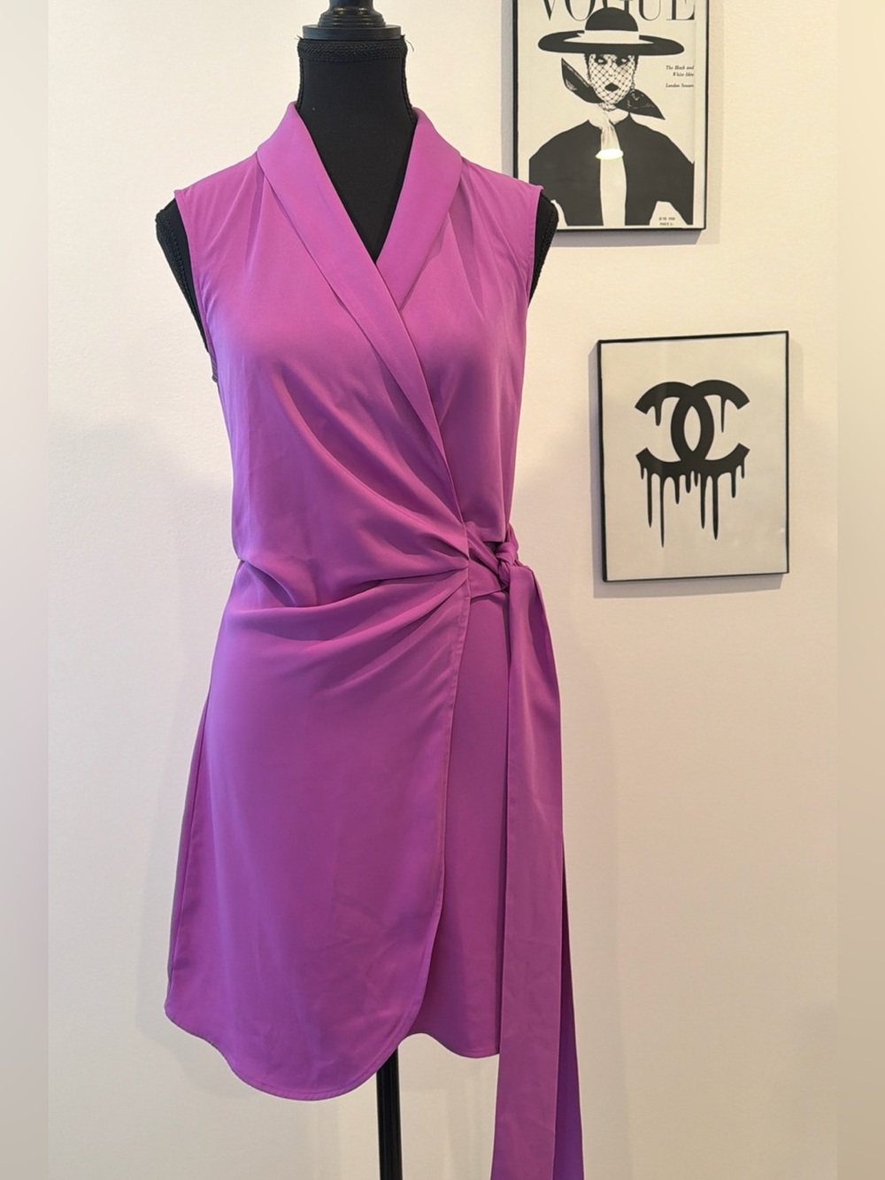 H&M Purple Satin Wrap Mini Dress Size XS